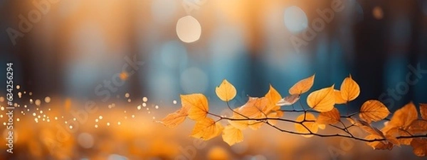Obraz Beautiful yellow red and orange leaves in an autumn park on a br