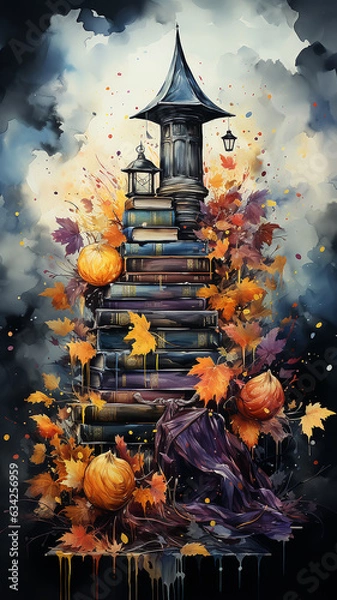 Fototapeta vertical narrow banner back to the school of magic and witchcraft, magic training with a copy space