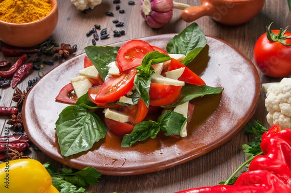 Obraz salad with cheese and tomatoes