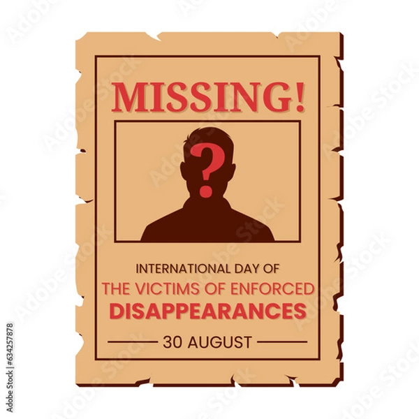 Fototapeta Vector graphic of Missing poster illustration for international day of the victims of enforced disappearances