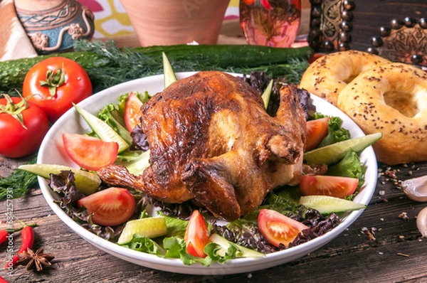 Obraz roasted chicken with vegetables