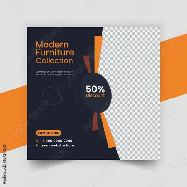 Fototapeta creative  furnished modern furniture Instagram post design template
