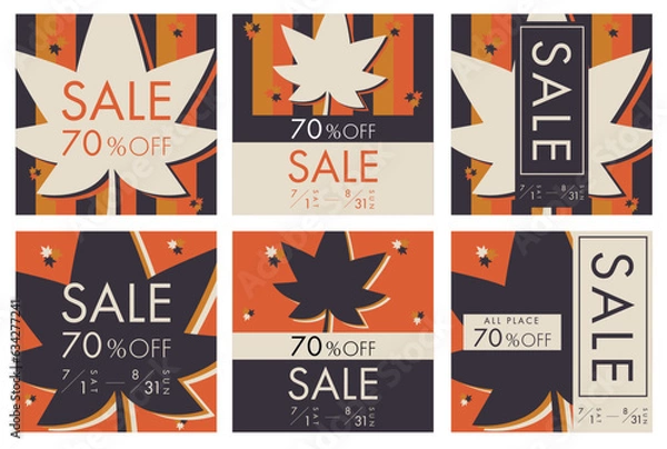 Fototapeta 投稿素材４２　social media post template　post　バナー　デザインテンプレート　キャンペーン　秋　紅葉