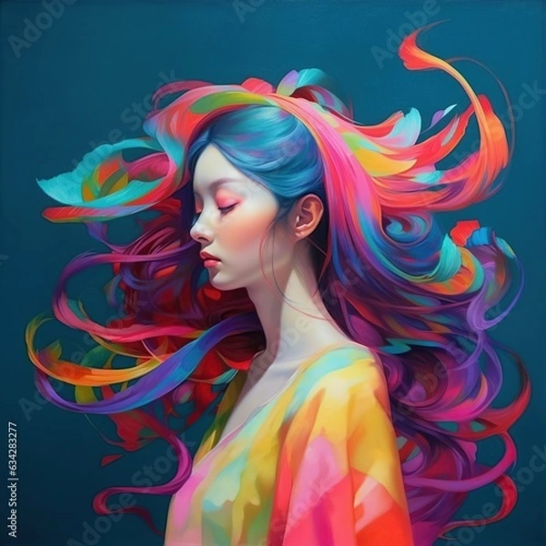 Obraz Illustration of a fashion portrait,  AI Generated