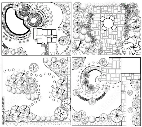 Obraz Collections od  Landscape Plan with treetop symbols