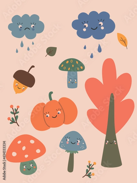 Obraz Cozy fall set with fall things and food