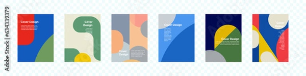 Fototapeta Abstract  geometric pattern background, vector minimal geometry poster with circle, triangle and square lines art design. Colored pattern background, posters set