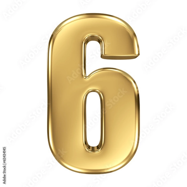 Fototapeta 3d golden number collection - 6