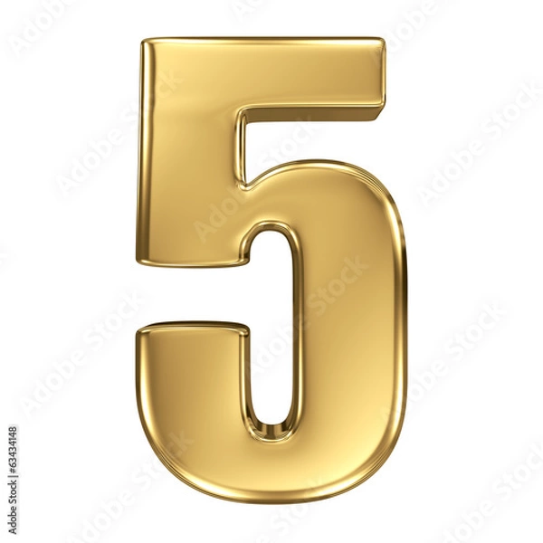 Obraz 3d golden number collection - 5