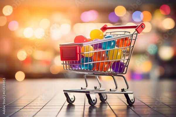 Fototapeta Savings  Black Friday's Shopping Cart ai generated art