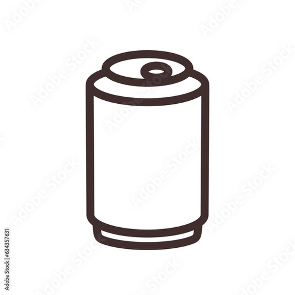 Fototapeta Soda can icon flat design. Drink beverage outline symbol. Editable stroke. Vector pictogram isolated on white background. Beer, soda, coke linear design. Flat illustration