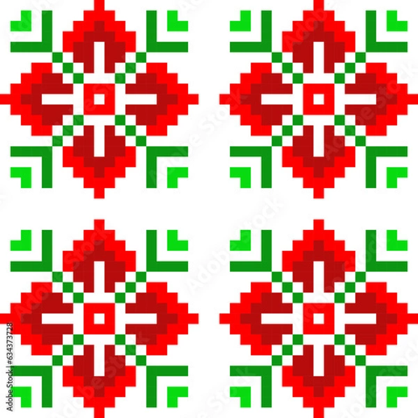 Obraz seamless pattern with flowers. tribal pattern. local fabric pattern. pixel pattern