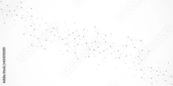 Obraz Vector illustration of minimalistic design with connecting the dots and lines. Abstract geometric background of science and technology concept