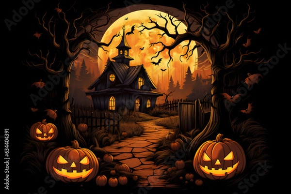 Fototapeta poster design with illustration on Halloween theme ai generated