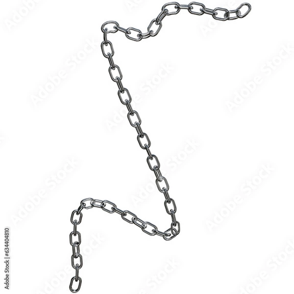 Fototapeta Realistic 3D Vector of a Sturdy Metal Chain with Stainless Rings, Rendered in Chrome or Steel, Isolated on a Png Transparent Background
