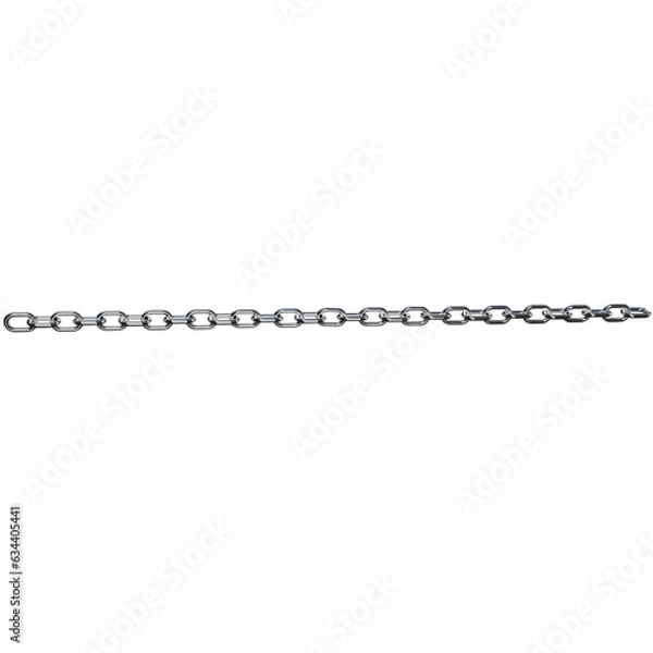 Fototapeta Realistic 3D Vector of a Sturdy Metal Chain with Stainless Rings, Rendered in Chrome or Steel, Isolated on a Png Transparent Background