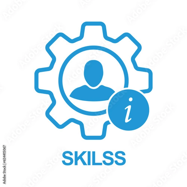 Fototapeta Skills icon with information sign. Skills icon and about, faq, help, hint symbol. Vector icon