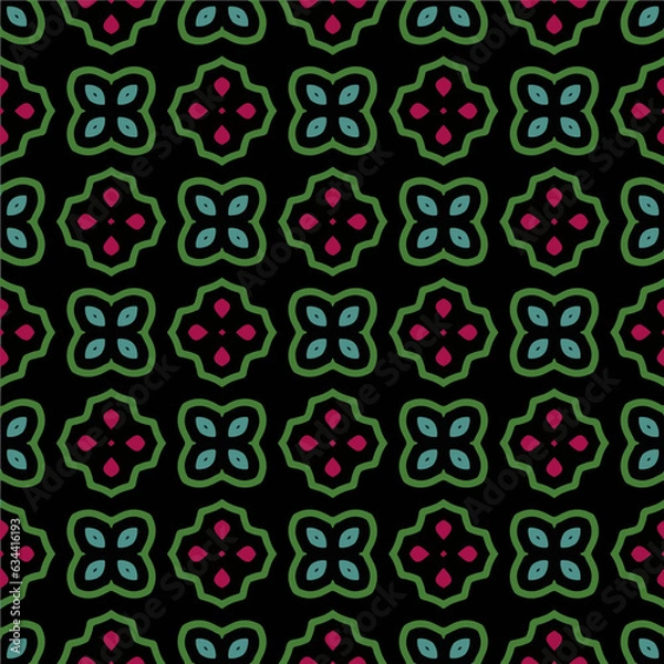 Fototapeta Geometric ornament in ethnic style.Seamless pattern with abstract  shapes.Repeat design for fashion, textile design,  on wall paper, wrapping paper, fabrics and home decor.
