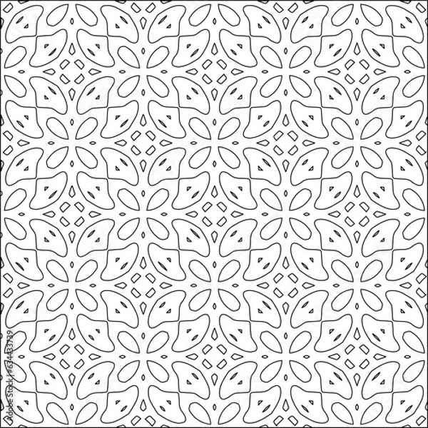 Fototapeta Abstract background with figures from lines. black and white pattern for web page, textures, card, poster, fabric, textile. Monochrome graphic repeating design.