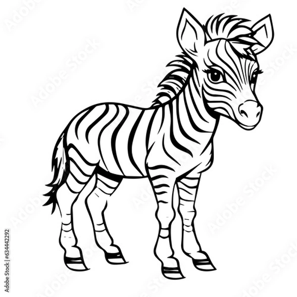 Fototapeta Hand drawn vector coloring page of cartoonish Zebra