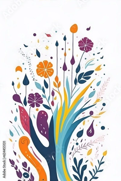 Obraz Abstract flowers background. AI generated illustration