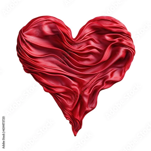 Fototapeta A heart made of abstract red silk isolated on a transparent background