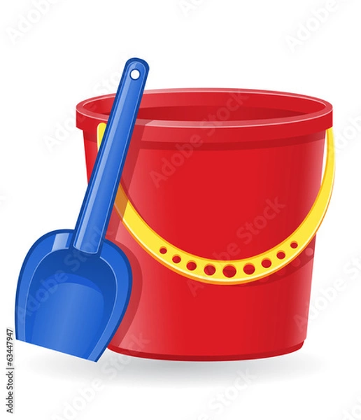 Obraz plastic bucket and shovel vector illustration