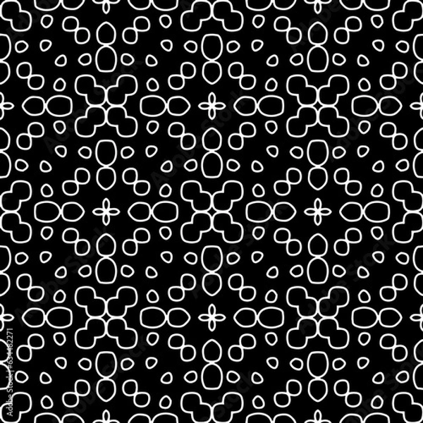 Fototapeta White background with black pattern. Seamless texture for fashion, textile design,  on wall paper, wrapping paper, fabrics and home decor. Simple repeat pattern.