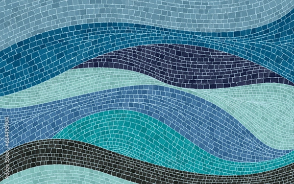 Fototapeta Waves background, vector illustration graphic mosaic