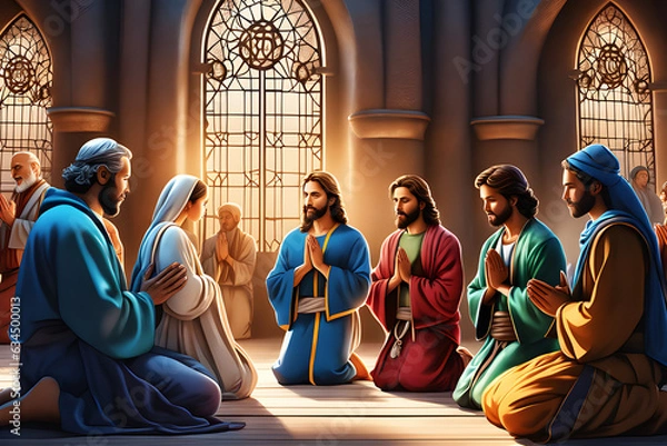 Fototapeta people praying for jesus.
Generative AI