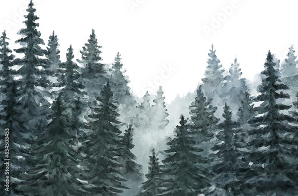 Obraz Watercolour forest landscape 