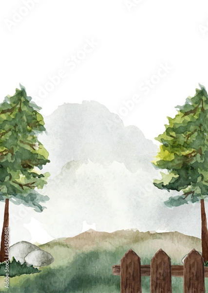 Obraz Watercolour forest landscape 