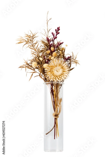 Fototapeta ガラスの花瓶に入れたドライフラワー、透過背景