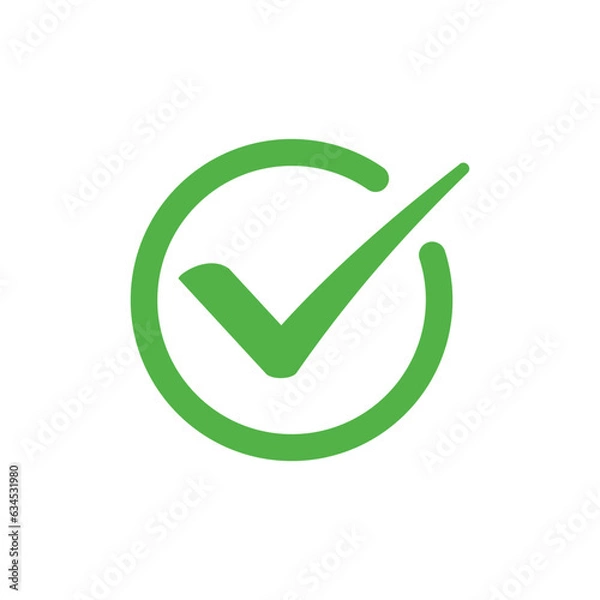 Obraz Green tick flat style vector icon