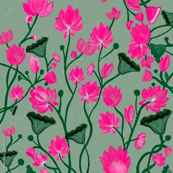 Obraz fuschia lotus Pichwai art 