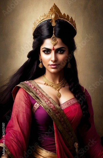 Fototapeta Epic Portraits of Pirate Indian Queens and the Enigmatic Queen of the Ocean - Unveiling a Mythic Tale Created with Generative AI