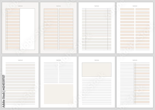 Fototapeta Minimalist planner pages templates. daliy notes planner