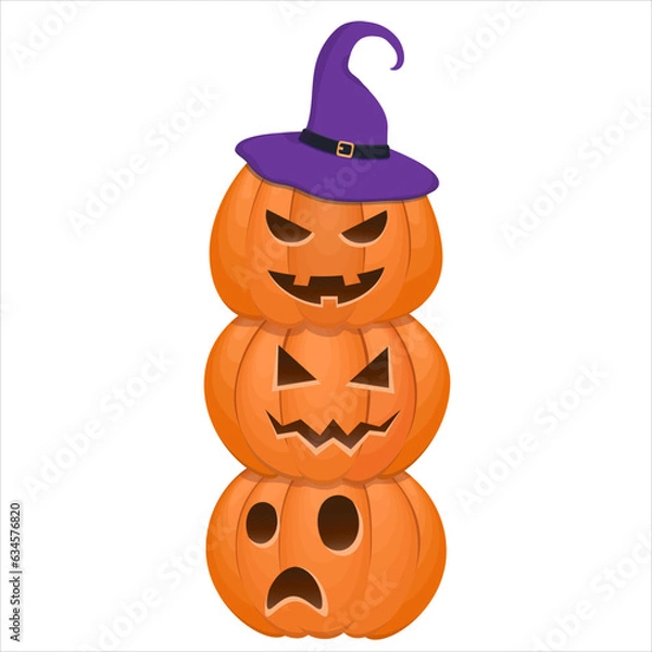 Obraz Хэллоуин баннер с тремя оранжевыми тыквами