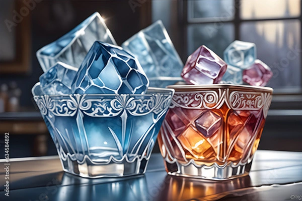 Fototapeta a-brilliant-glass-made-of-ice. Generative AI