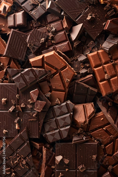 Fototapeta Broken chocolate bar texture background	
