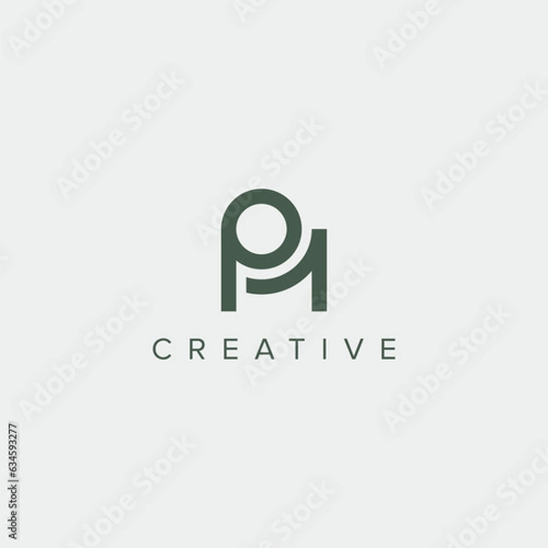 Obraz Modern minimal letter PM MP logo design template - vector.