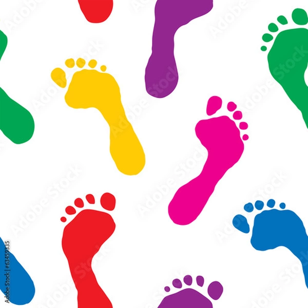 Obraz Seamless with colored footprints