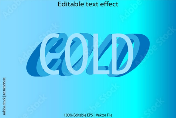 Fototapeta Cold editable text effect emboss flat blue style