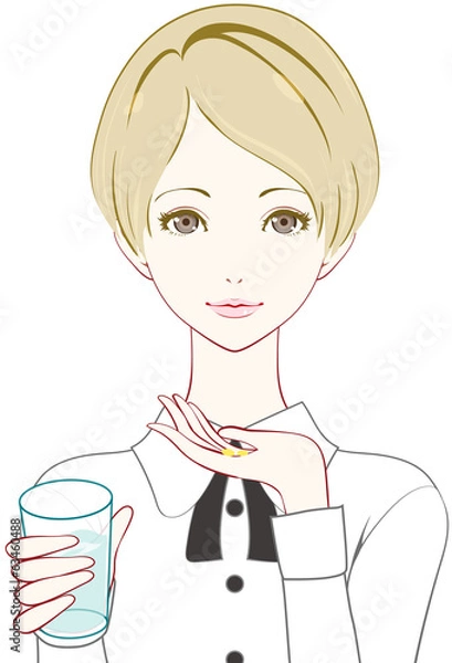 Fototapeta 女性　錠剤