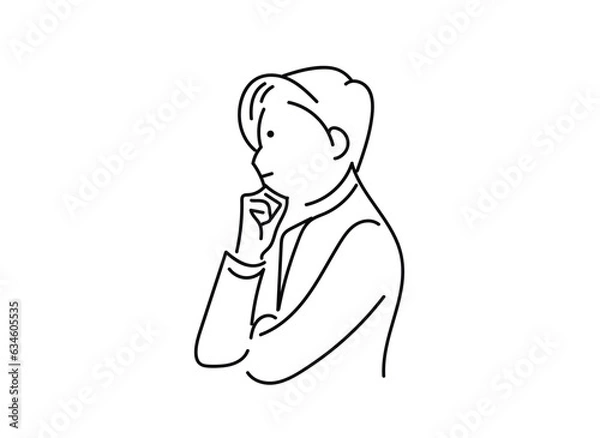 Obraz 腕組みをして考えるビジネスパーソンのイラスト素材