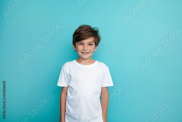 Obraz young woman waring a blank t-shirt (mockup), generative ai