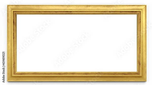 Obraz Gold Leaf Picture Frame on isolated background. 3d rendering