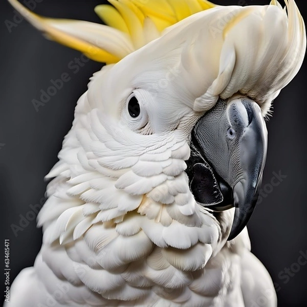 Obraz extreme shot of cockatoo parrot isolated on dark