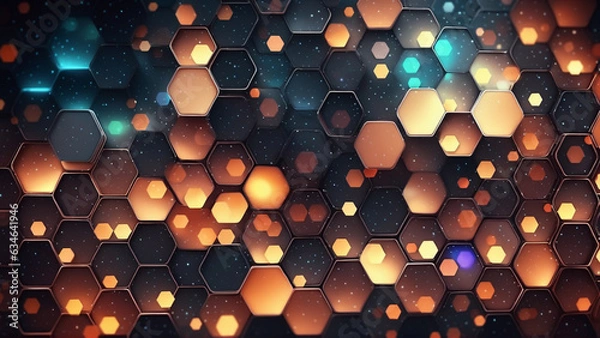 Fototapeta 抽象的な六角形が配列された背景, AI Generated	
