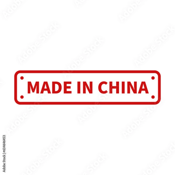 Fototapeta Made In China Red Line Rectangle Shape For Source Awareness Product
